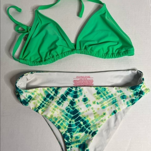 Victoria’s Secret Bikini Size Medium Swimsuit Bathing Suit Green White - Picture 6 of 8